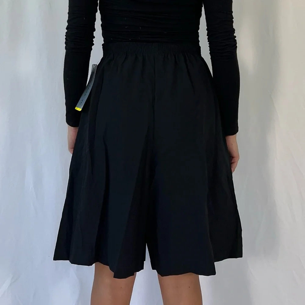 Regal Vintage 80s Elastic High Waist Stretch Casual Bermuda Shorts Black